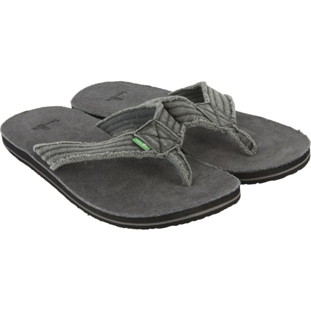 Sanuk Fraid Not Flip Flop Charcoal Mens Sz 7 NWT